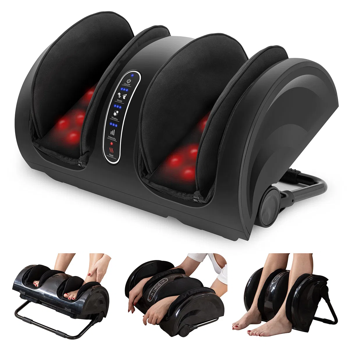 Snailax Fuß-Wadenmassagegerät mit Wärme, Beinmassagegerät für Schmerzen und Durchblutung, Shiatsu-Fußwärmer für Fuß, Wade, Knöchel, Bein, Plantarfasziitis, Neuropathie, Geschenke für Frauen, Männer