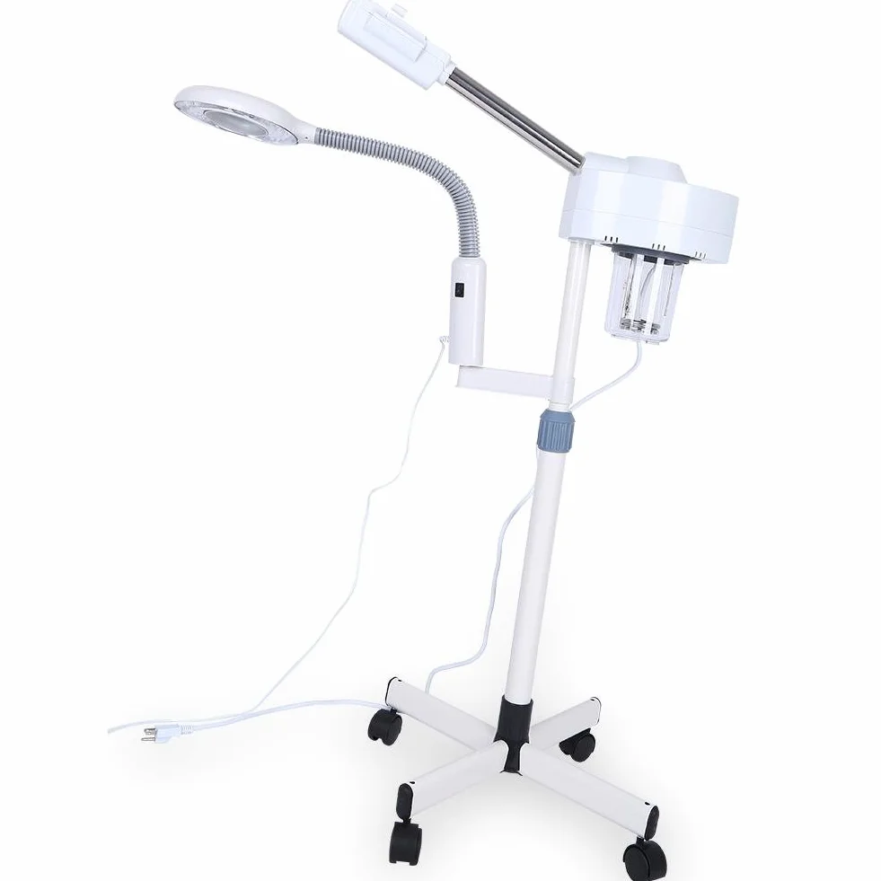 2-in-1 Gesichtssauna mit LED-Beleuchtung, Dampfzerstäuber, Vergrößerungsspiegel, Warmnebel-Luftbefeuchter für Thermal Spa und Hautpflege, inkl. Stativ