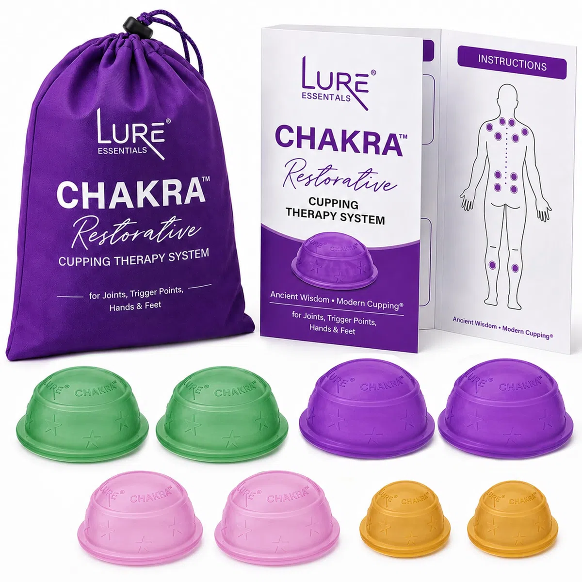 Lure Home Spa – Ionen-Energie-Schröpftherapie-Set: 10 Silikon-Cups – Am besten für statisches Schröpfen, Fuß- und Handreflexzonen, Arthritis, Muskel- und Gelenkschmerzen, Schultern, Rücken, Knie