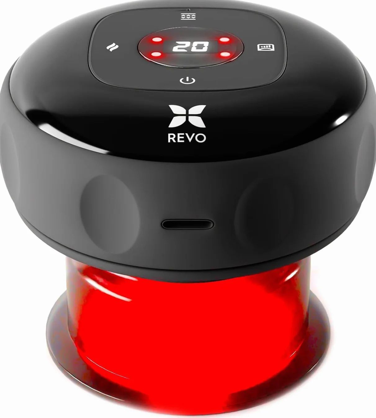 REVO das Original 4-in-1 Smart Schröpftherapie-Massagegerät mit Rotlichttherapie zur gezielten Schmerzlinderung, Knoten, Schmerzen, Muskelkater