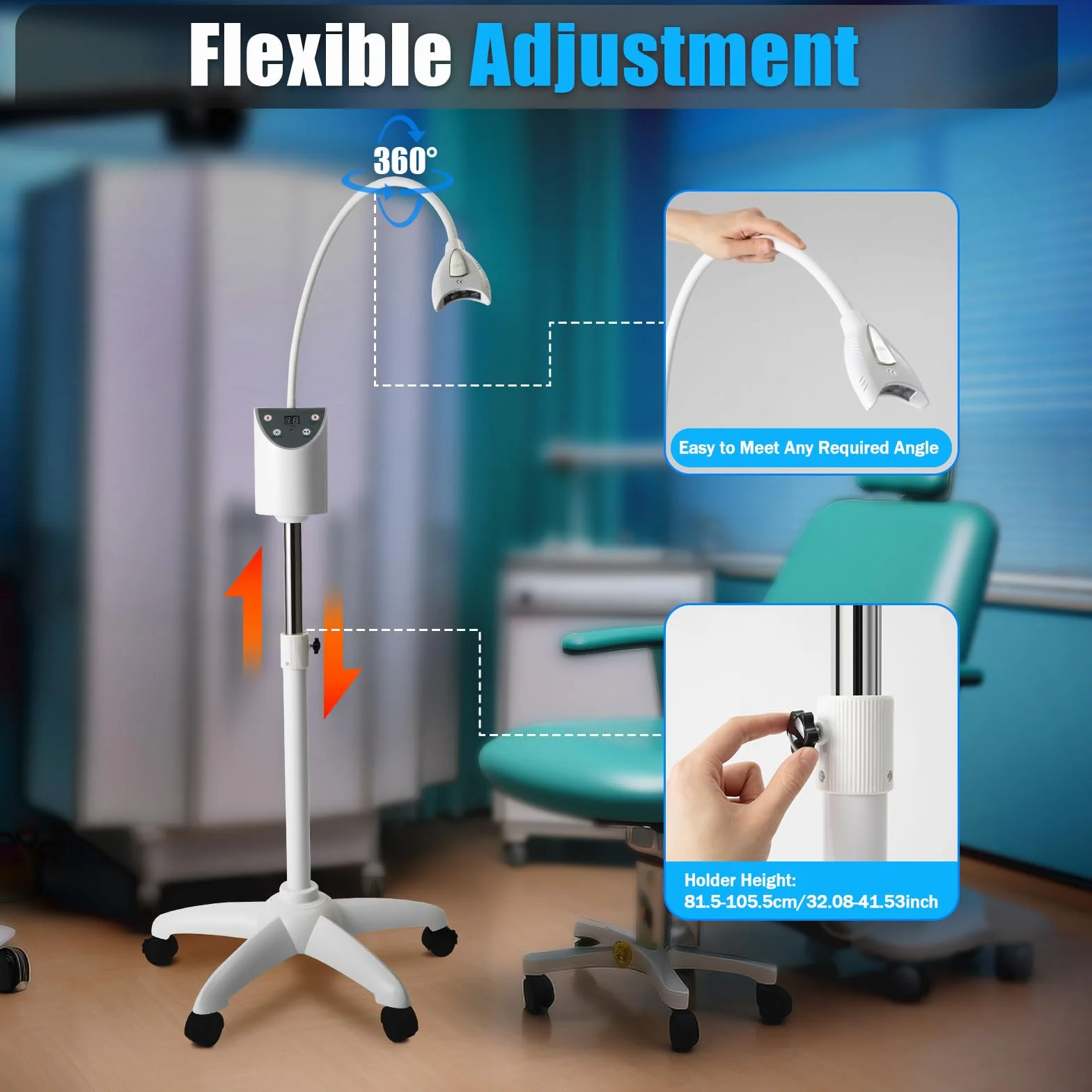 Zahnaufhellung instrument, Zahnbleaching Set Professionell, 4 LED Bleaching Zähne LED Zahnweiß Bleaching Lampe, mit 2 Paar Brillen, für Kliniken Krankenhäusern Schönheitssalons Haushalten