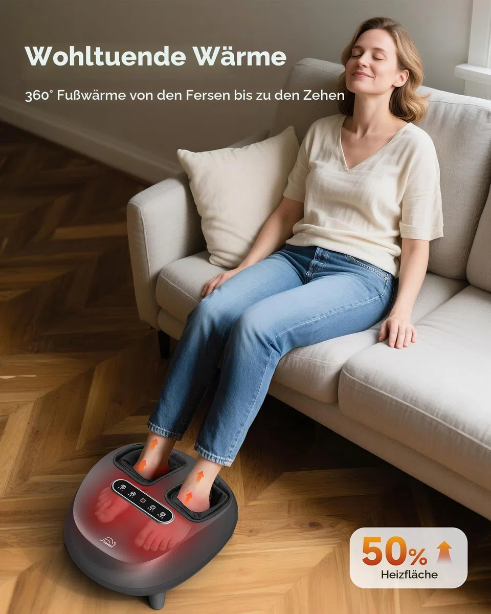 Snailax Fußmassagegerät elektrisch, Shiatsu-Fussmassagegerät mit Wärme Tiefenkneten Rollen Kompression für Plantarfasziitis, Geschenke für Frauen/Männer, Schuhgröße 48