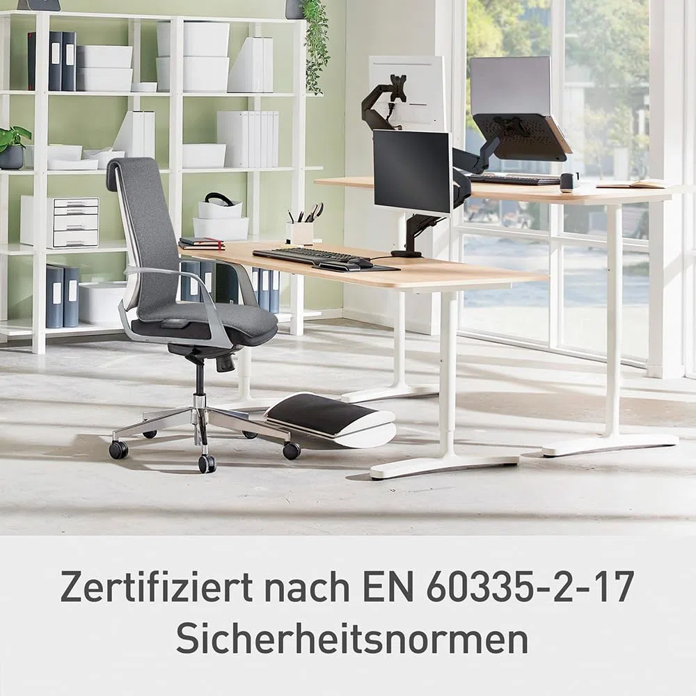 Leitz iComfi Beheizbare Sitzauflage mit Akku, Kabellose Heizauflage, 14 Stunden Akkulaufzeit, 3 Wärmestufen, Schnellaufheizung, Abschaltautomatik & abnehmbarem Bezug, Hellgrau, 130x40x8cm, 65940085