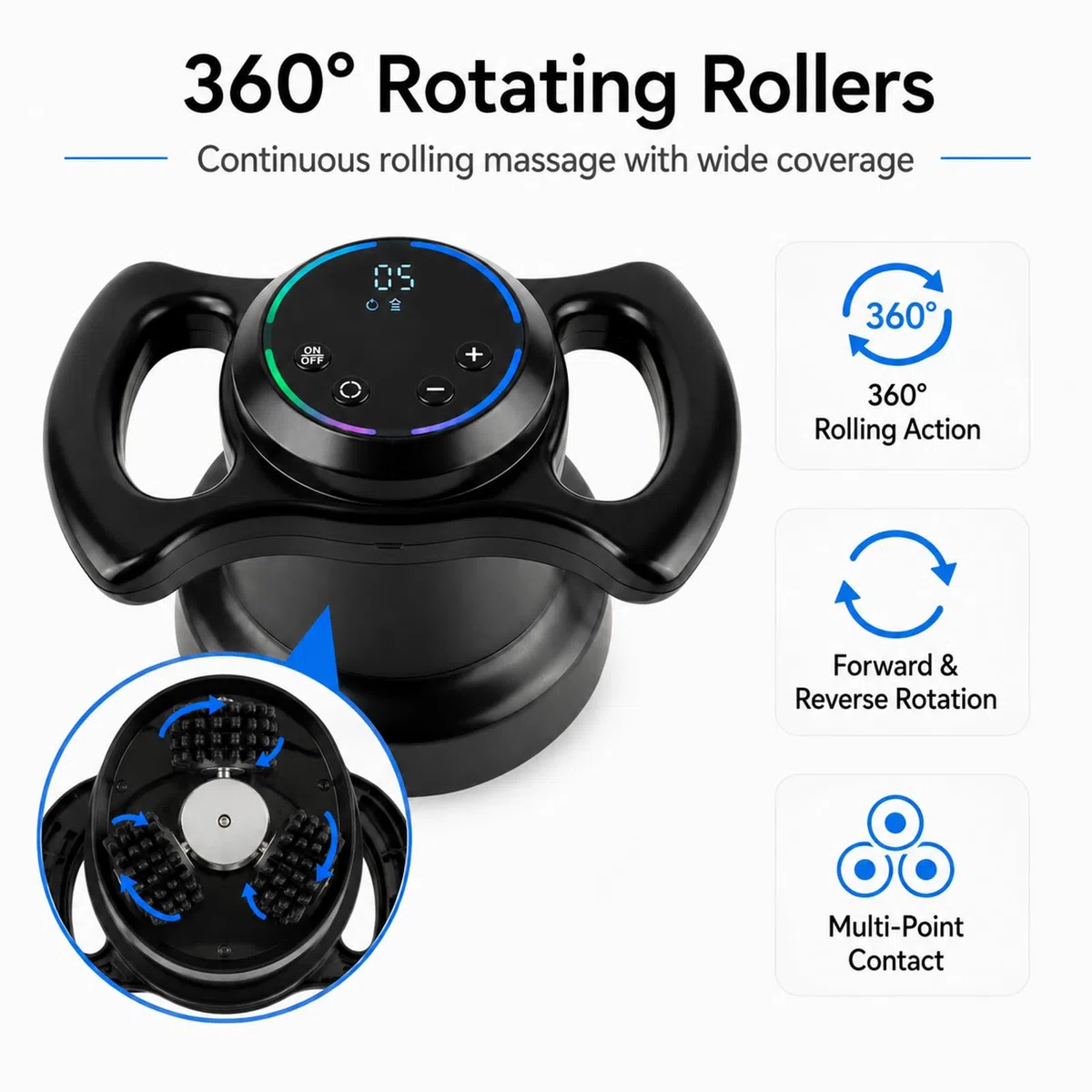Handmassagegerät mit Zwei Rollenpaaren | Leichtes und ergonomisches Design; strafft die Haut und macht sie geschmeidiger.