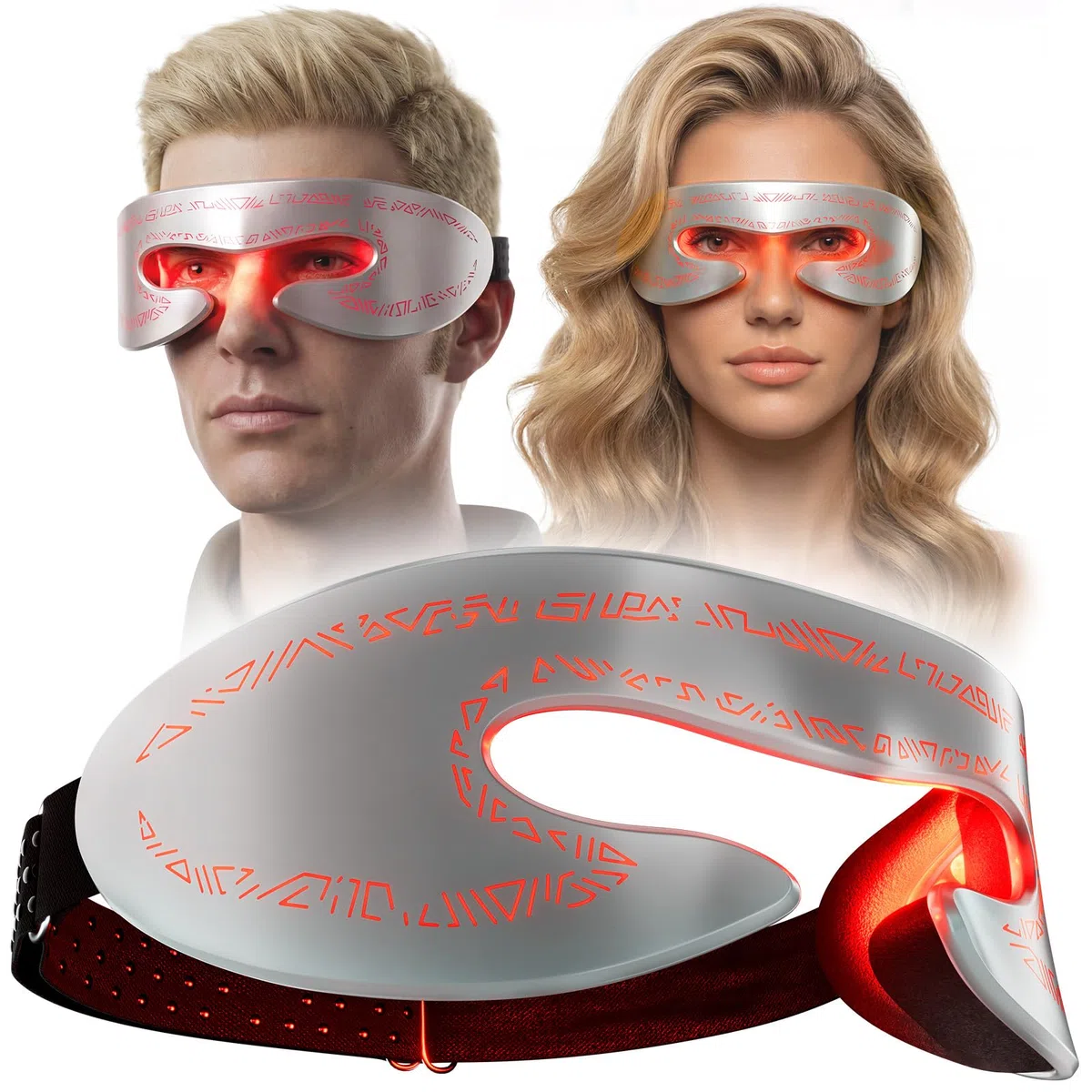 Rotlichttherapie für Augen, 3 Modi, Rotlicht-Augenmaske für visuelles Wellness, tragbare Infrarot-Lichttherapie-Brille, LED-Gesichtsgerät für Augenringe, Falten, Ermüdung der Augen, Jet Lag