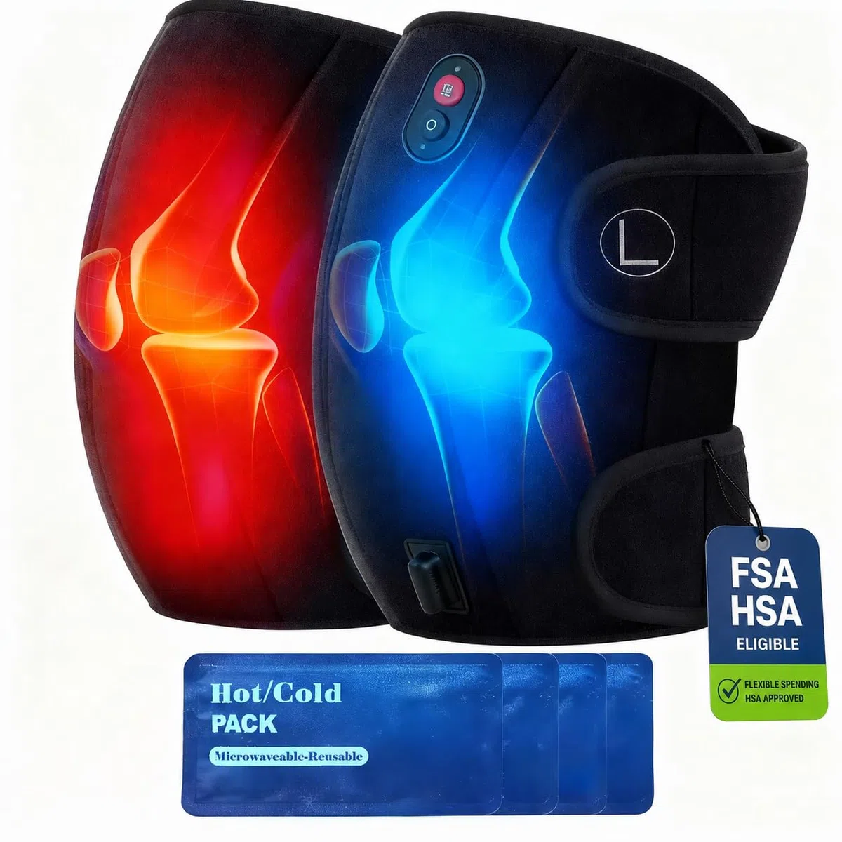 CooCoCo Kniemassagegerät mit Wärme, Vibration Kniemassage mit Heizkissen Therapie für Kniegelenk Schmerzen Arthritis Schmerzlinderung, 3 in 1 Schulter Ellenbogen Knie und Bein Massagegerät, Geschenke