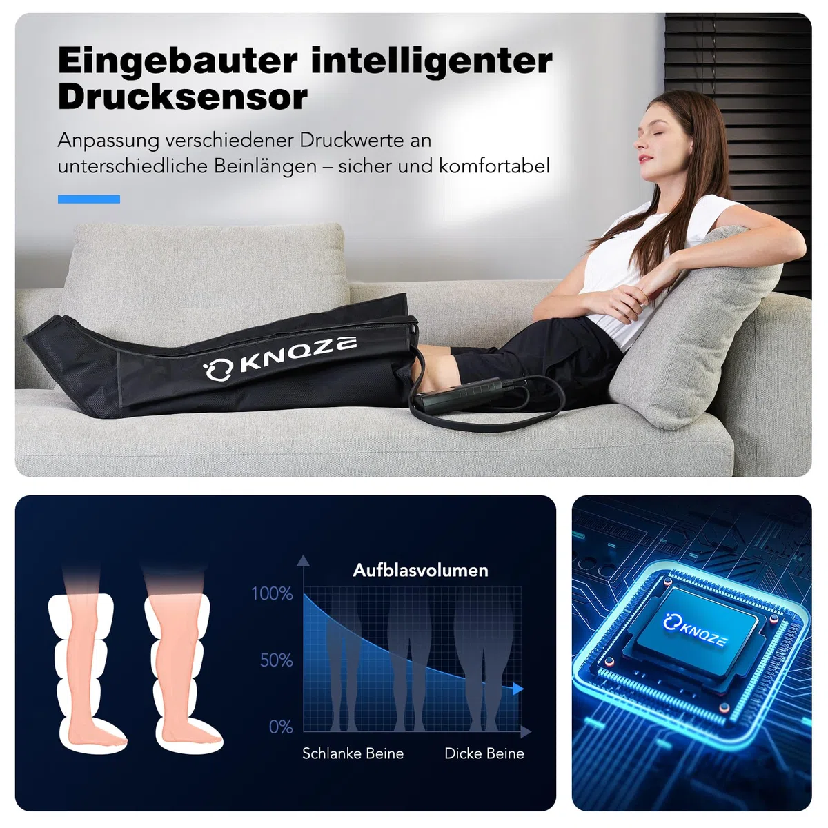 Beinmassagegerät massagegerät beine zur Förderung der Durchblutung und Schmerzlinderung, Kompressionssystem zur schnellen Erholung von Füßen, Waden und Oberschenkeln, Linderung von Ödemen