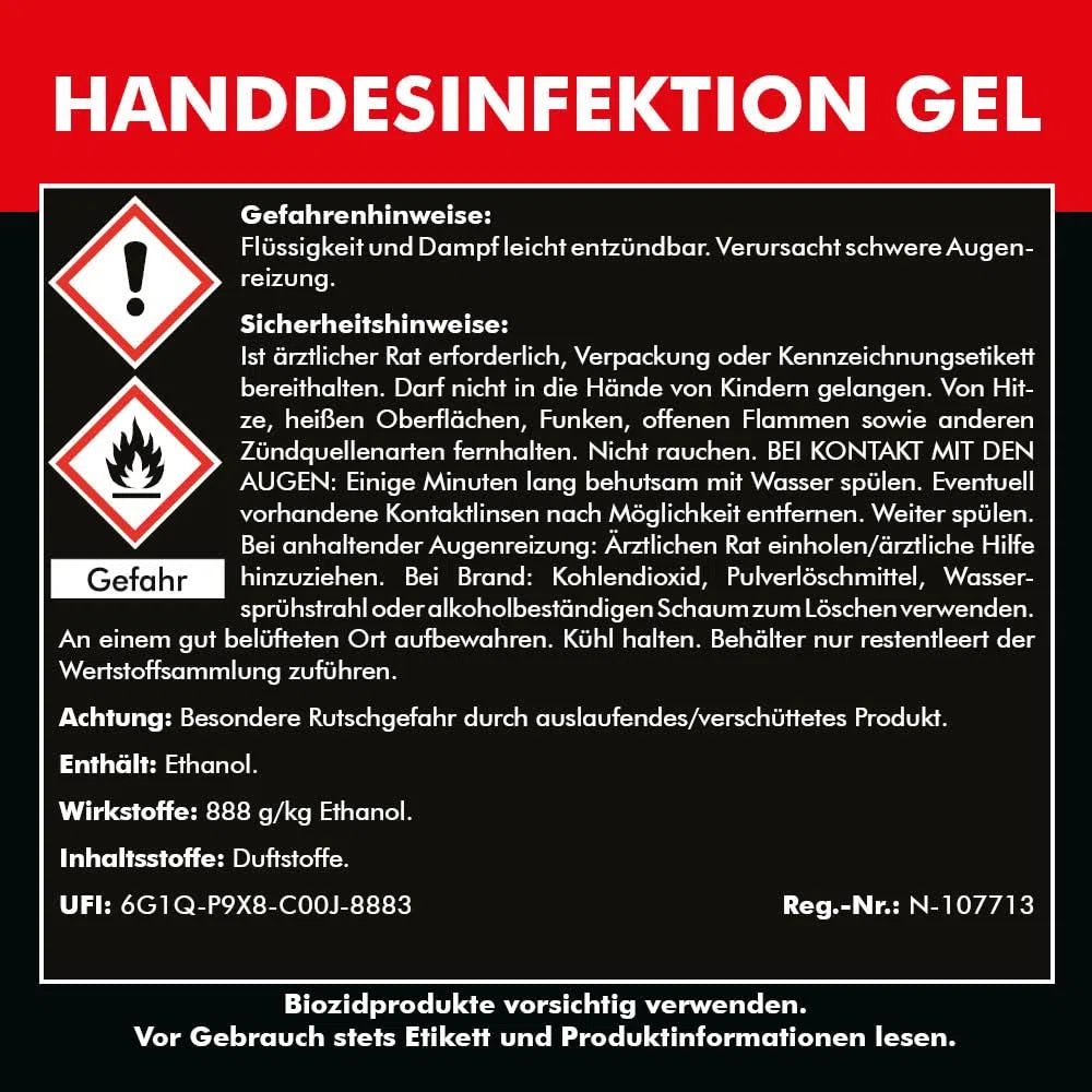 HANDDESINFEKTION Gel 16x 500 ml Spenderflasche Desinfektionsmittel für Hand Haut Hände Desinfektion Desinfektionsgel Geldesinfektion gelförmig