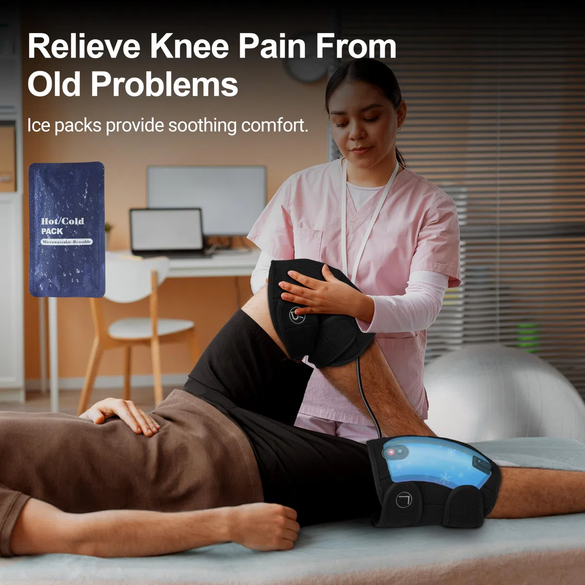 CooCoCo Kniemassagegerät mit Wärme, Vibration Kniemassage mit Heizkissen Therapie für Kniegelenk Schmerzen Arthritis Schmerzlinderung, 3 in 1 Schulter Ellenbogen Knie und Bein Massagegerät, Geschenke