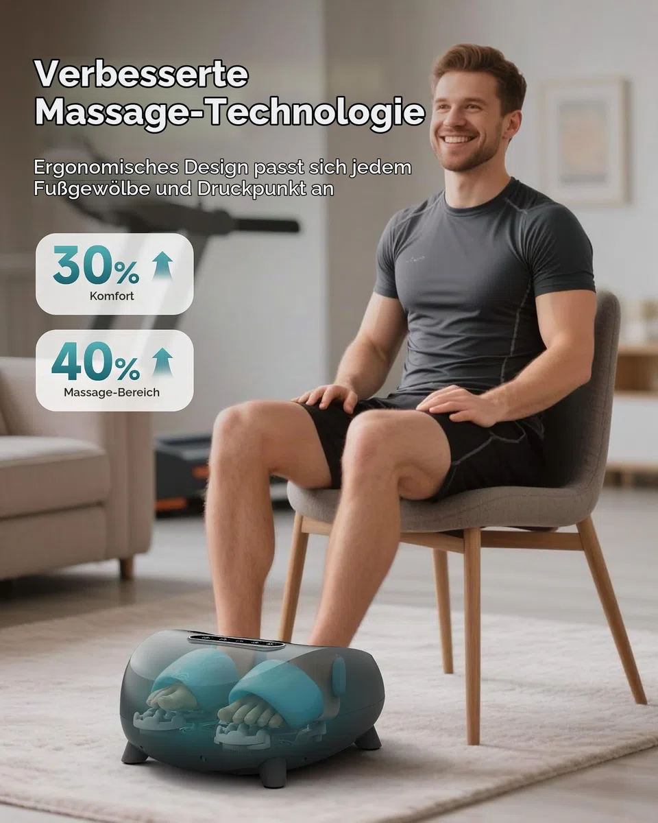 Snailax Fußmassagegerät elektrisch, Shiatsu-Fussmassagegerät mit Wärme Tiefenkneten Rollen Kompression für Plantarfasziitis, Geschenke für Frauen/Männer, Schuhgröße 48
