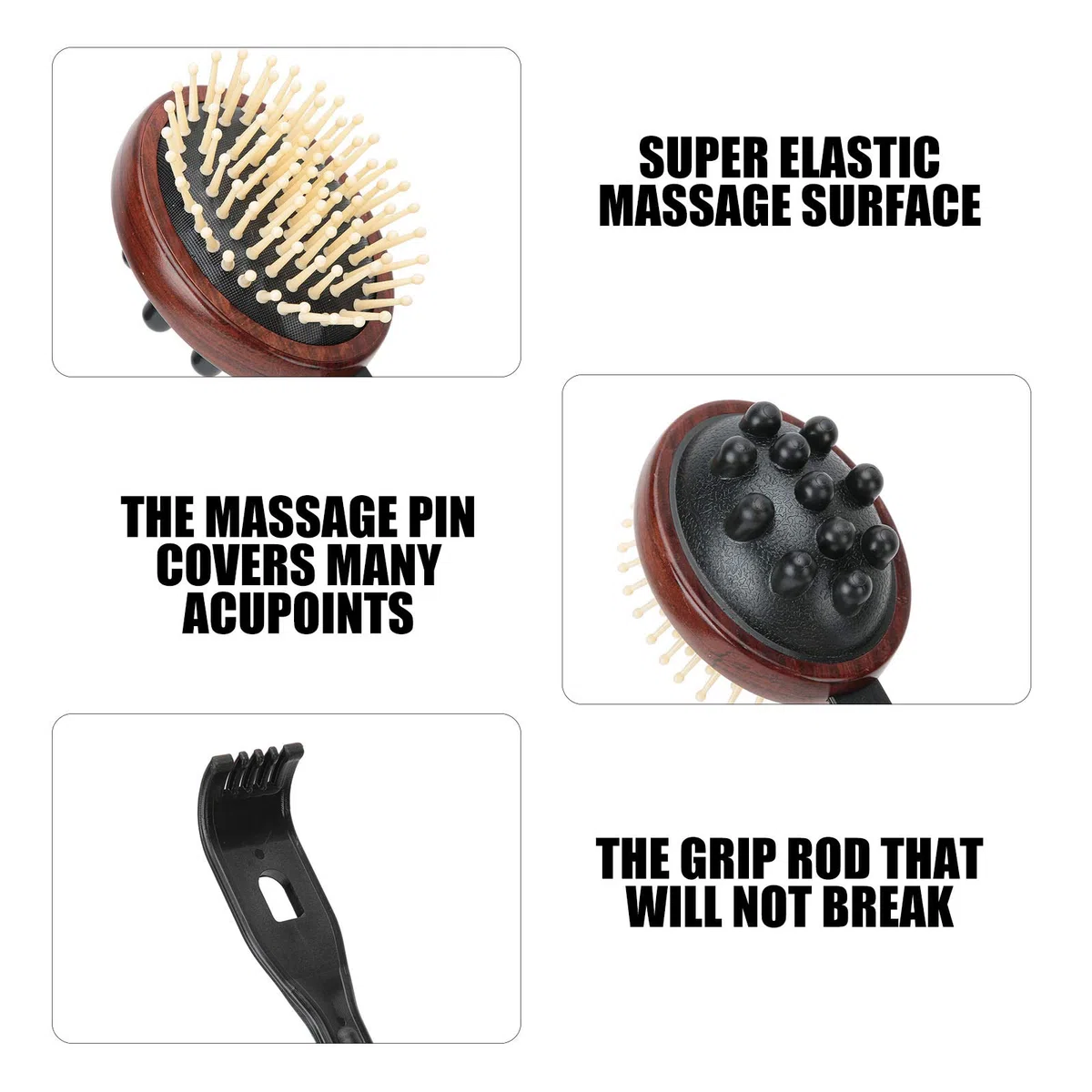 Naroote Manueller Massagehammer, Kopfhautmassagegerät, Rückenkratzer Zum Ausbaggern von Kanälen und Kollateralen, Geeignet für Körperteile mit Schwerer und Leichter Kraft, 3-in-1-