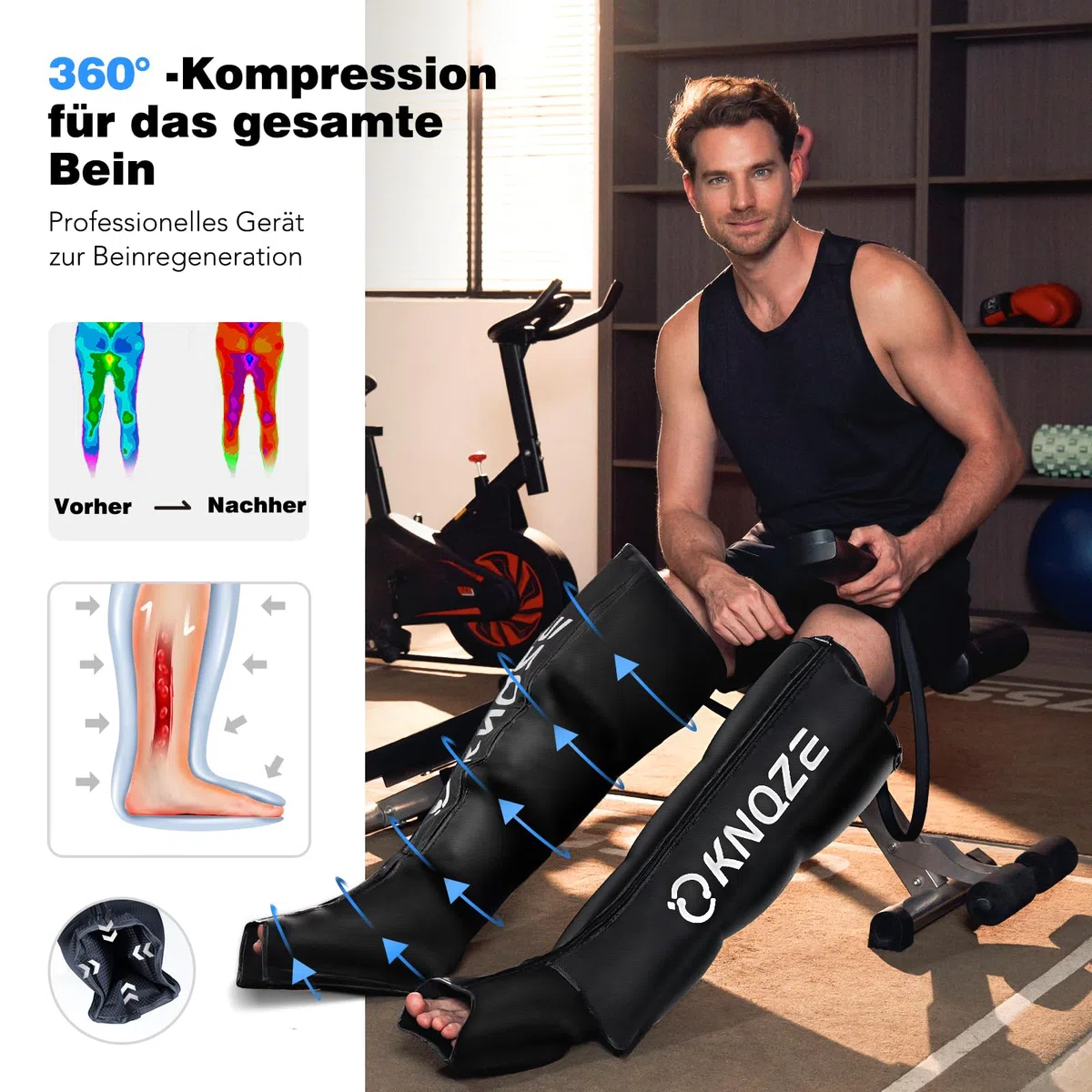 Beinmassagegerät massagegerät beine zur Förderung der Durchblutung und Schmerzlinderung, Kompressionssystem zur schnellen Erholung von Füßen, Waden und Oberschenkeln, Linderung von Ödemen