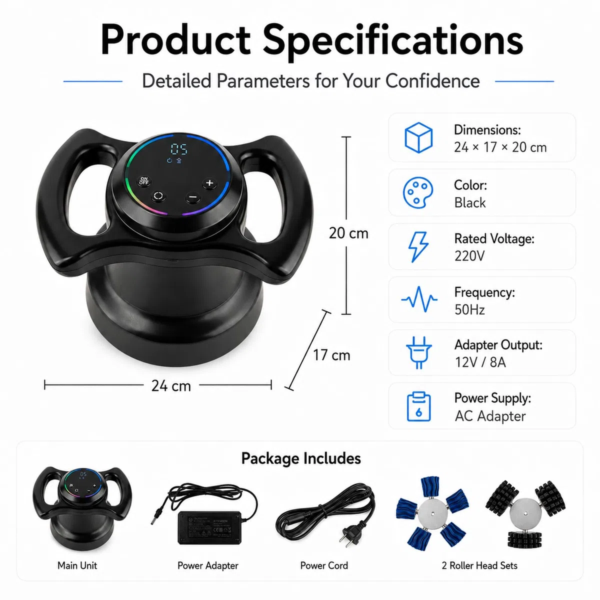 Handmassagegerät mit Zwei Rollenpaaren | Leichtes und ergonomisches Design; strafft die Haut und macht sie geschmeidiger.