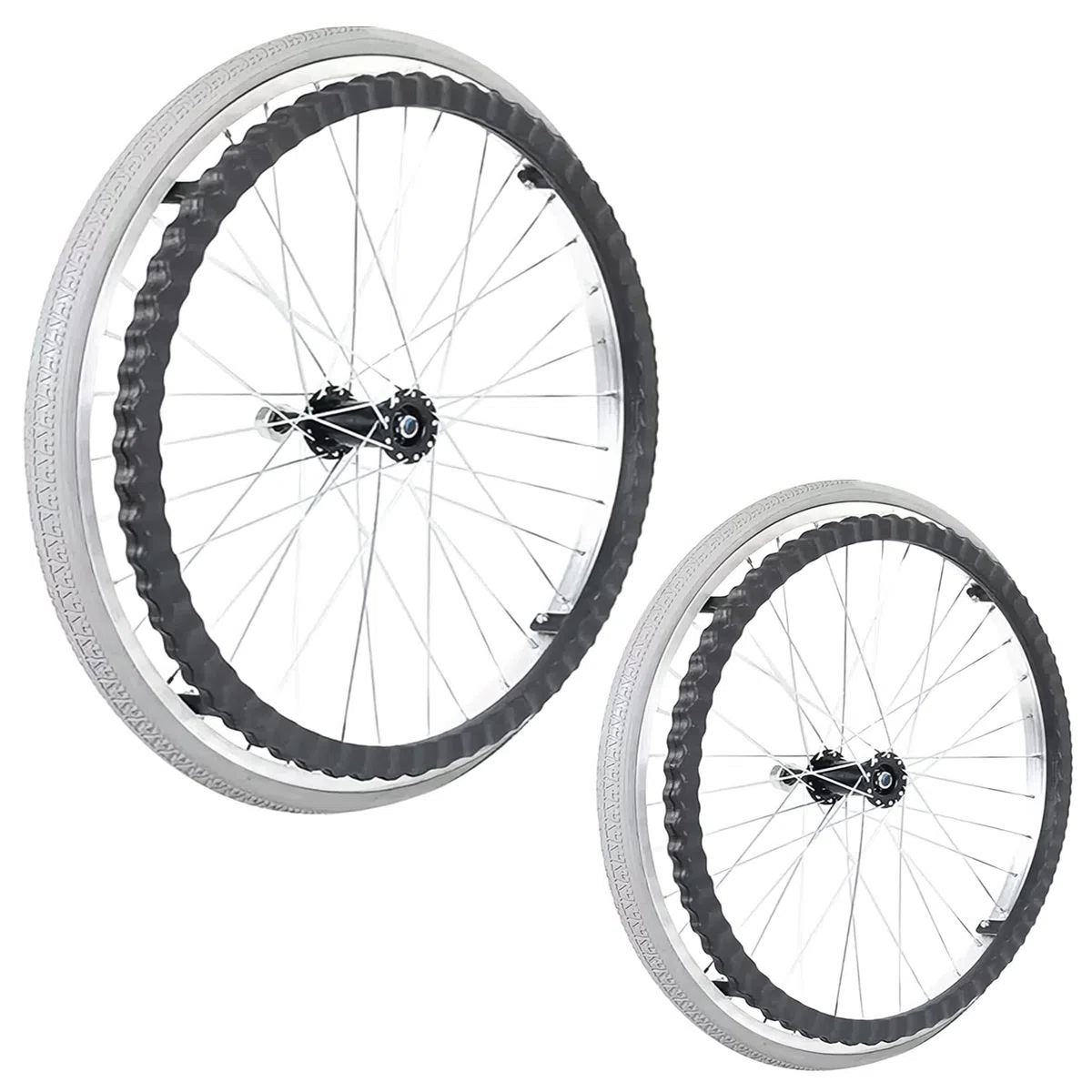 ESOYAWE Rollstuhlräder 24 Zoll 2 Stück Nicht-pneumatisch Solides Solide Reifen Rollstuhl Hinterräder, Ersatzrollen Für Rollstuhl Mit Greifreifen Und Lagern, rutschfeste Pannensicheres (Color : Greys