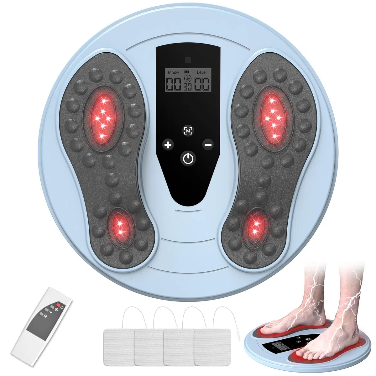 Medic Durchblutungs-Stimulator Beine & Füße mit Rotlichttherapie(660+850NM), EMS Fußmassagegerät mit Doppelter Physiotherapie, Bekämpft Bein-Schmerzen und Schwellungen, Verbessert Durchblutung